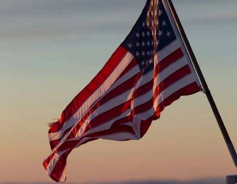 Closeup View of the Flag of the United States of America